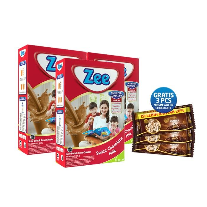 ZEE Reguler Swizz Choco Milk 350g 3pcs Free Nissin Wafer Choco - 2