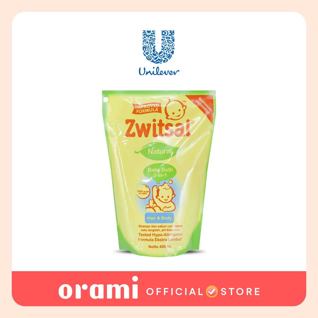 Zwitsal Natural Baby Bath 2in1 Hair & Body Pouch 450ml - 1