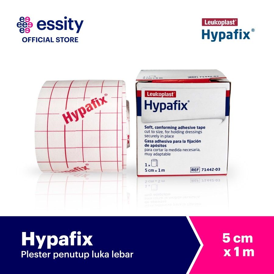 Hypafix Plester putih penutup luka (1 roll/box) 5cm x 5m - 1