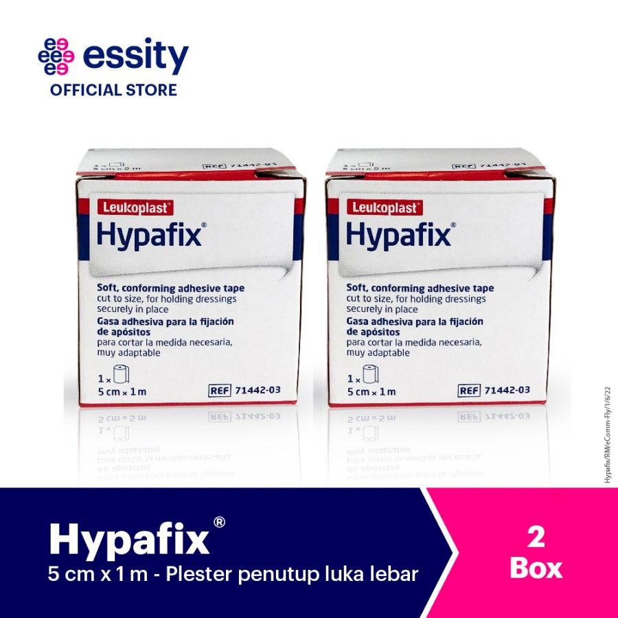 Hypafix Plester putih penutup luka (1 roll/box) 5cm x 1m Twin Pack - 1