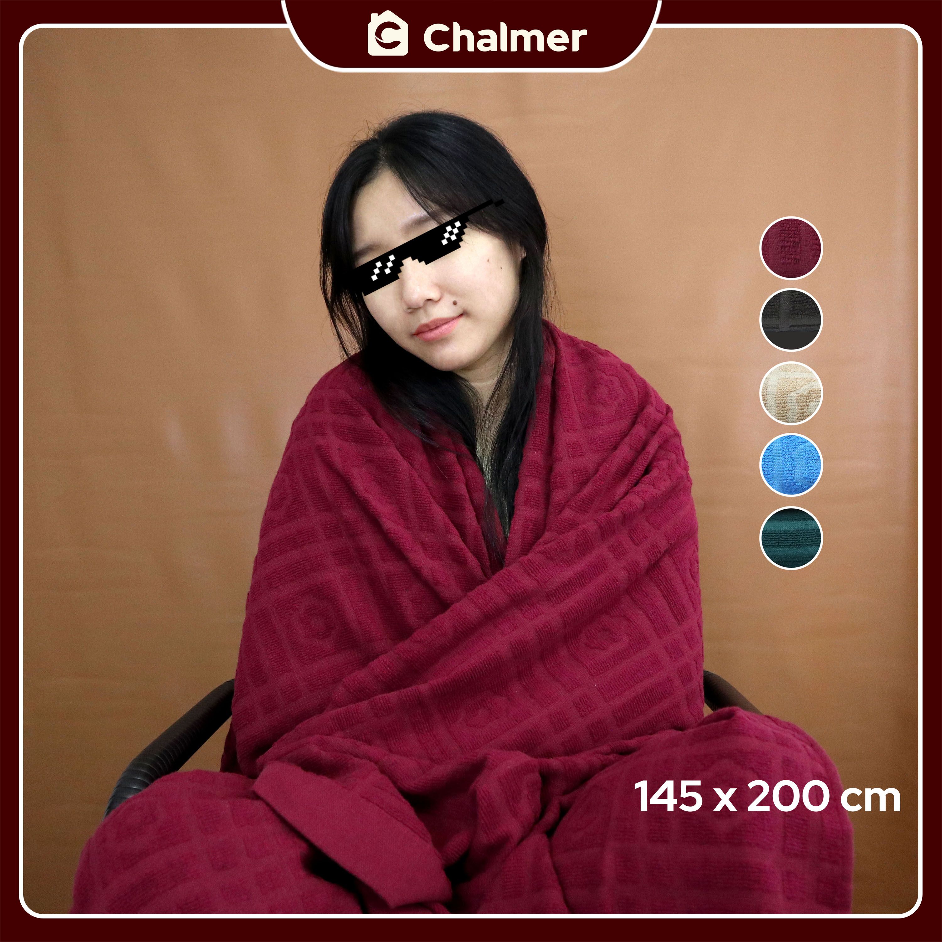 Selimut Katun Chalmer Ukuran 145x200 cm Terry Cloth Towel Blanket - Dark Brown - 2