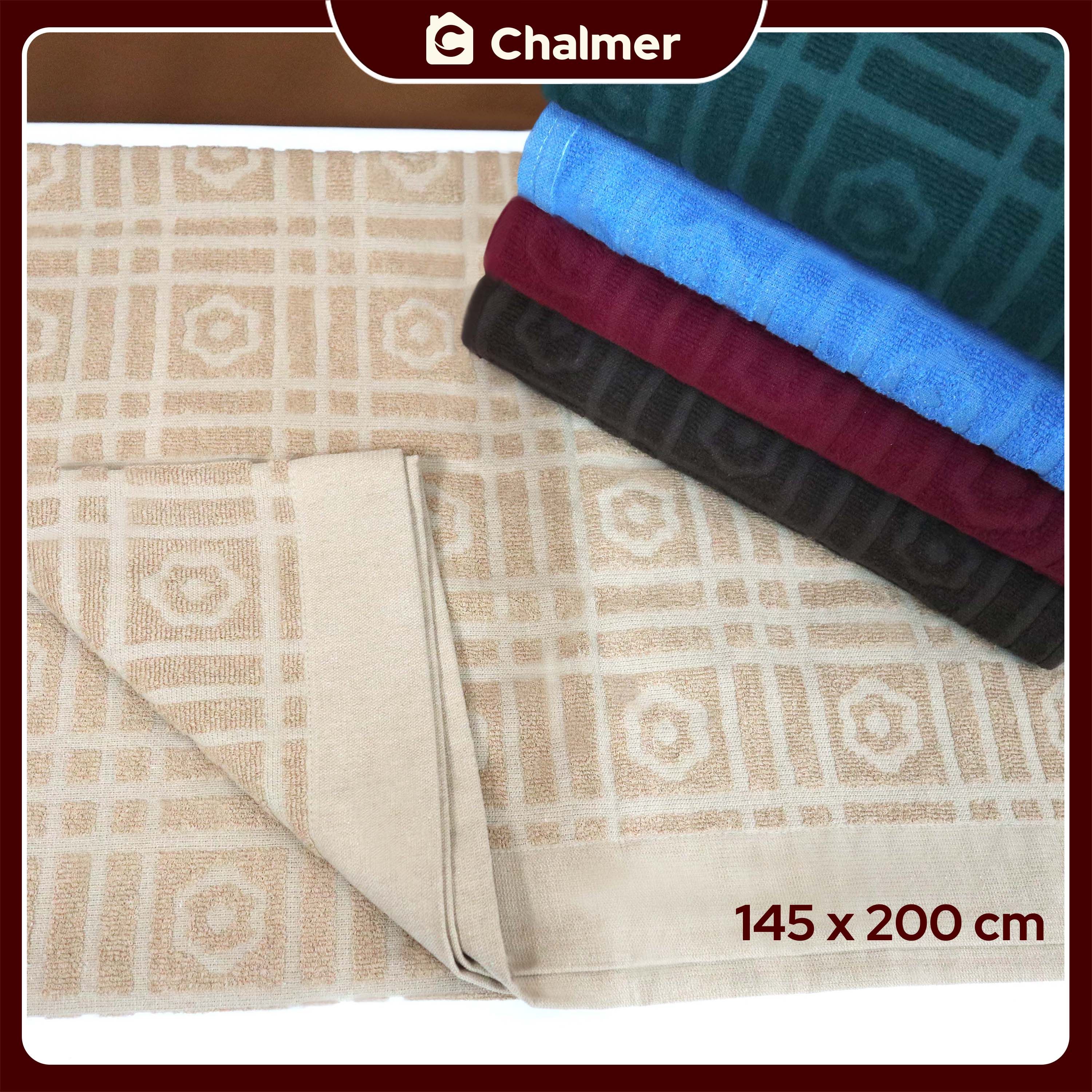 Selimut Katun Chalmer Ukuran 145x200 cm Terry Cloth Towel Blanket - Dark Brown - 5