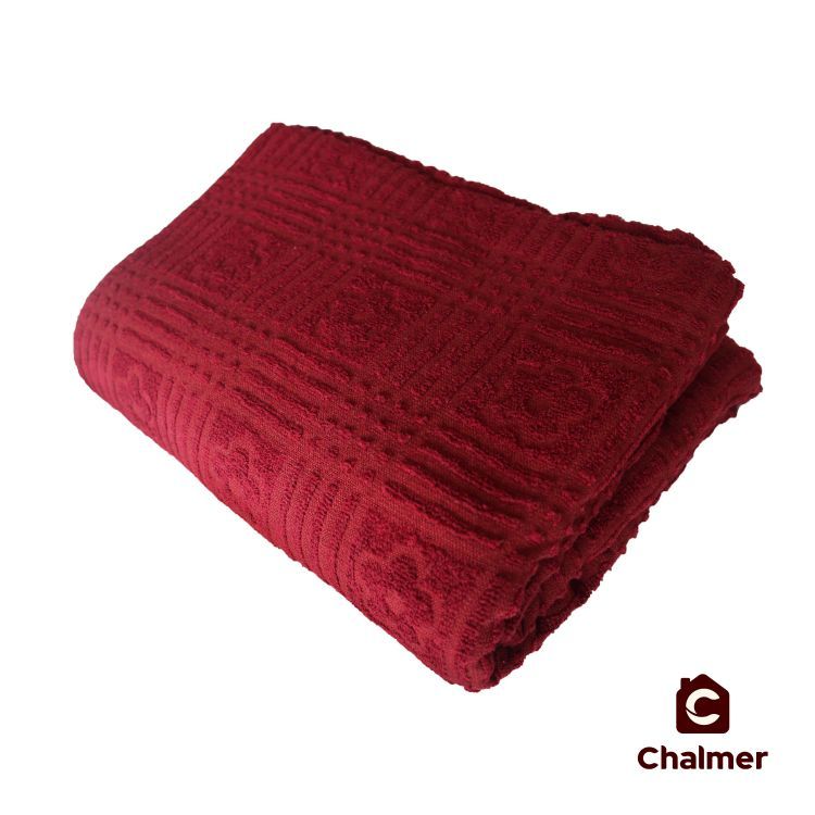 Selimut Katun Chalmer Ukuran 145x200 cm Terry Cloth Towel Blanket - Maroon - 1