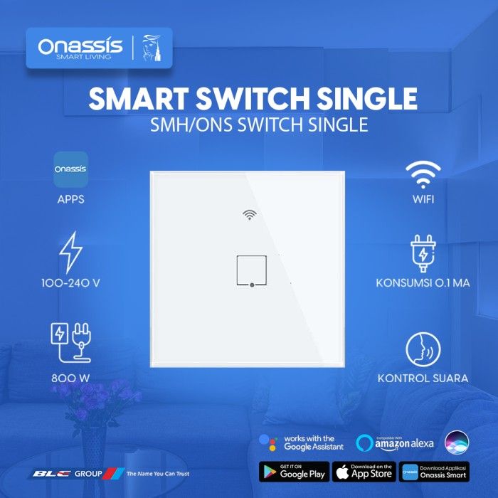 ONASSIS SMART SWITCH SINGLE WHITE VOICE COMMAND - 3