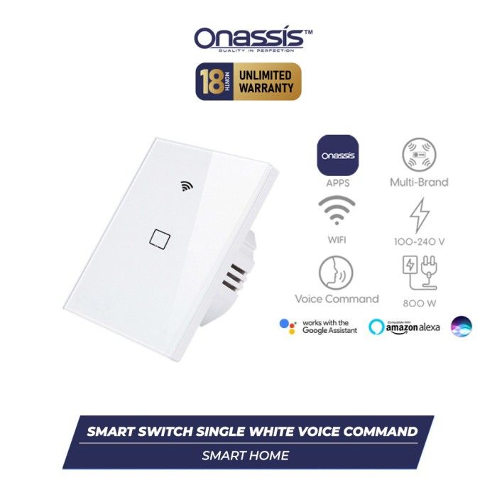 ONASSIS SMART SWITCH SINGLE WHITE VOICE COMMAND - 2