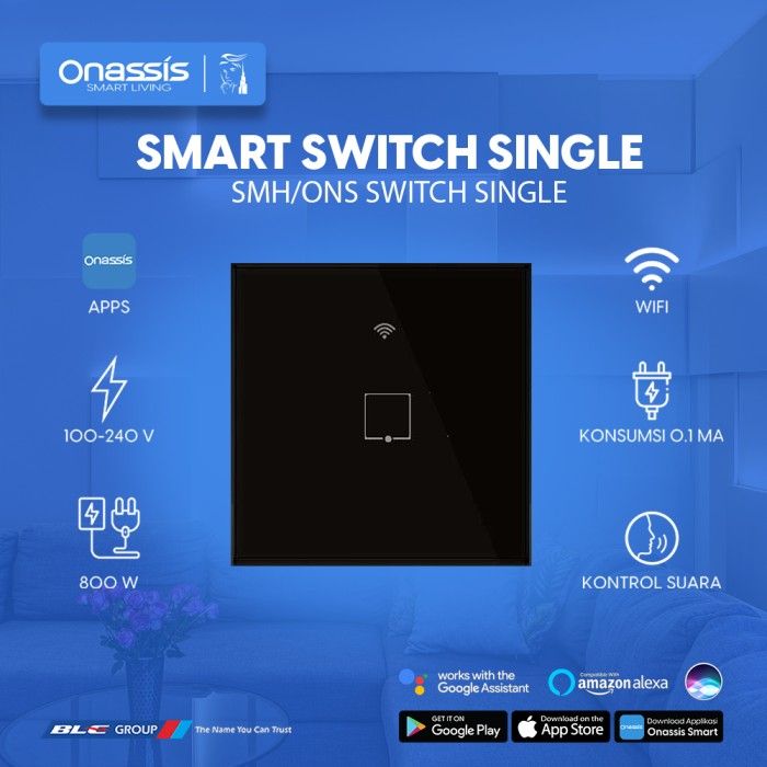 ONASSIS SMART SWITCH SINGLE BLACK VOICE COMMAND - 3