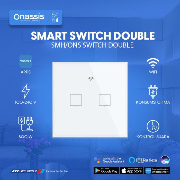ONASSIS SMART SWITCH DOUBLE WHITE VOICE COMMAND - 3