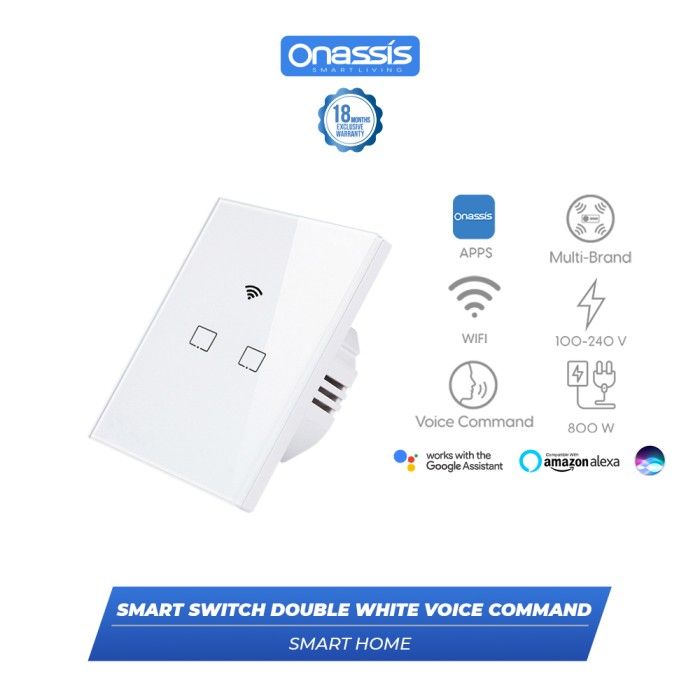 ONASSIS SMART SWITCH DOUBLE WHITE VOICE COMMAND - 1