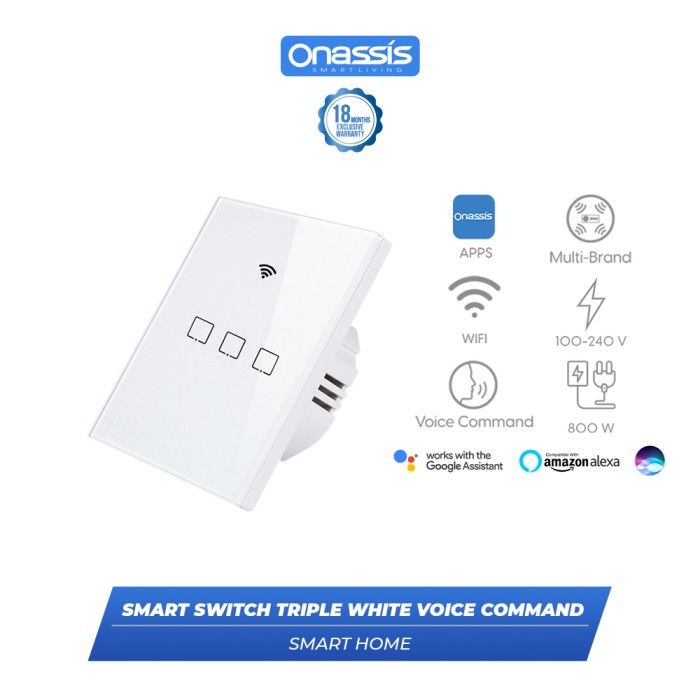 ONASSIS SMART SWITCH TRIPLE WHITE VOICE COMMAND - 1