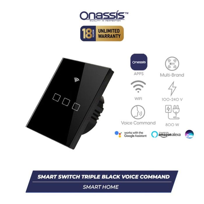 ONASSIS SMART SWITCH TRIPLE BLACK VOICE COMMAND - 1