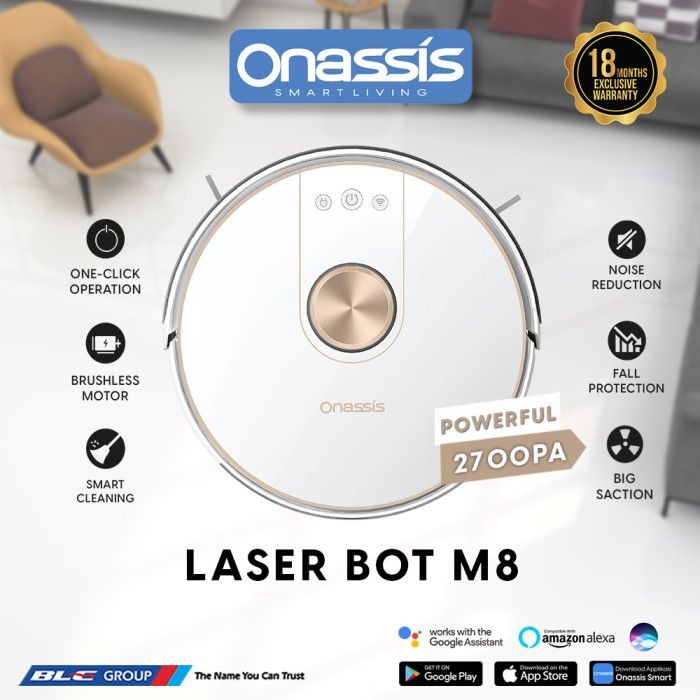 ONASSIS SMART ROBOT VACUM LASERBOT M8 EXTRA SUCTION POWER 2700 PA 3 - 6