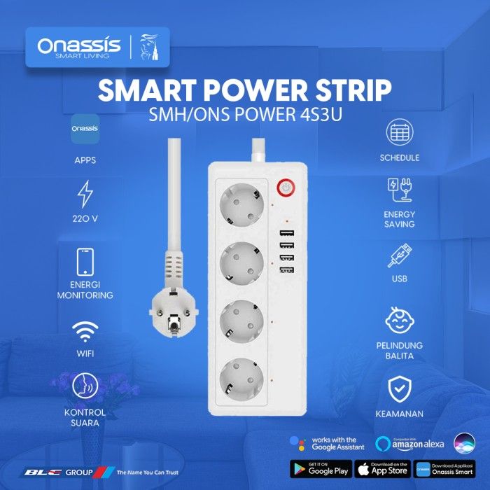 ONASSIS SMART POWER 4S3U SOCKET USB WIFI - 3