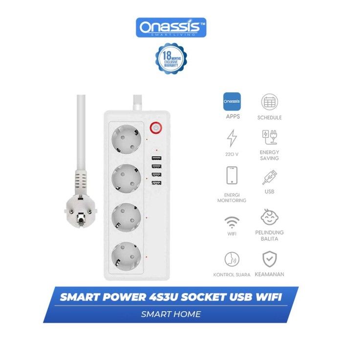 ONASSIS SMART POWER 4S3U SOCKET USB WIFI - 2
