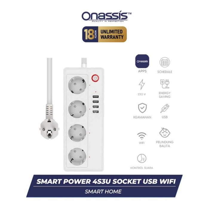 ONASSIS SMART POWER 4S3U SOCKET USB WIFI - 1