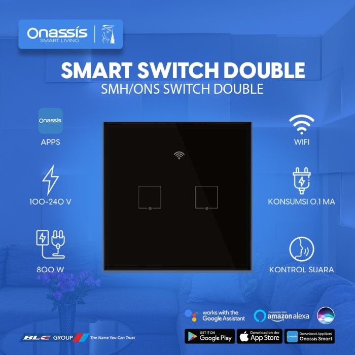 ONASSIS SMART SWITCH DOUBLE BLACK VOICE COMMAND - 3