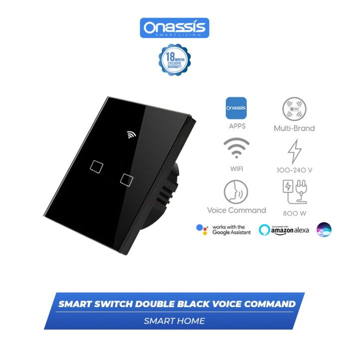 ONASSIS SMART SWITCH DOUBLE BLACK VOICE COMMAND - 2