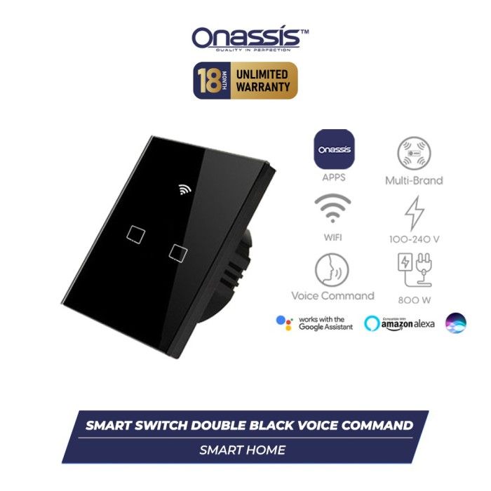 ONASSIS SMART SWITCH DOUBLE BLACK VOICE COMMAND - 1