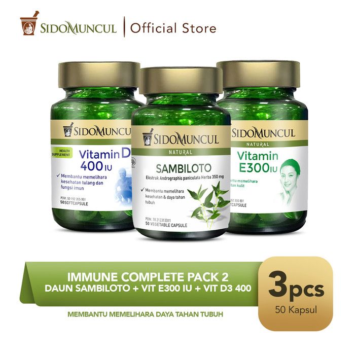 Immune Complete Pack 2 - Daun Sambiloto + Vit E300 IU + Vit D3 400 - 1