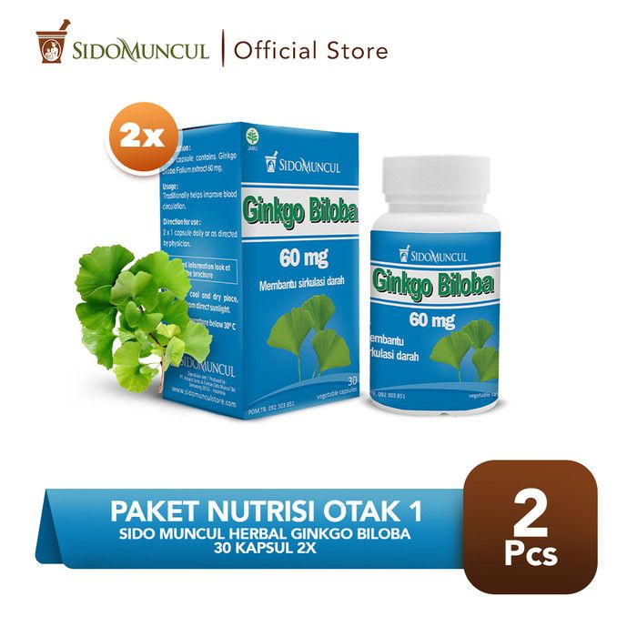 Paket Nutrisi Otak 1 - Sido Muncul Herbal Ginkgo Biloba 30 Kapsul 2x - 1