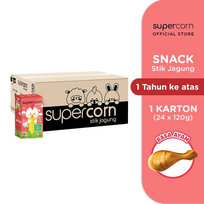 Supercorn Stick Jagung Rasa Ayam 10gr - 1 Karton (24 Box) - 1