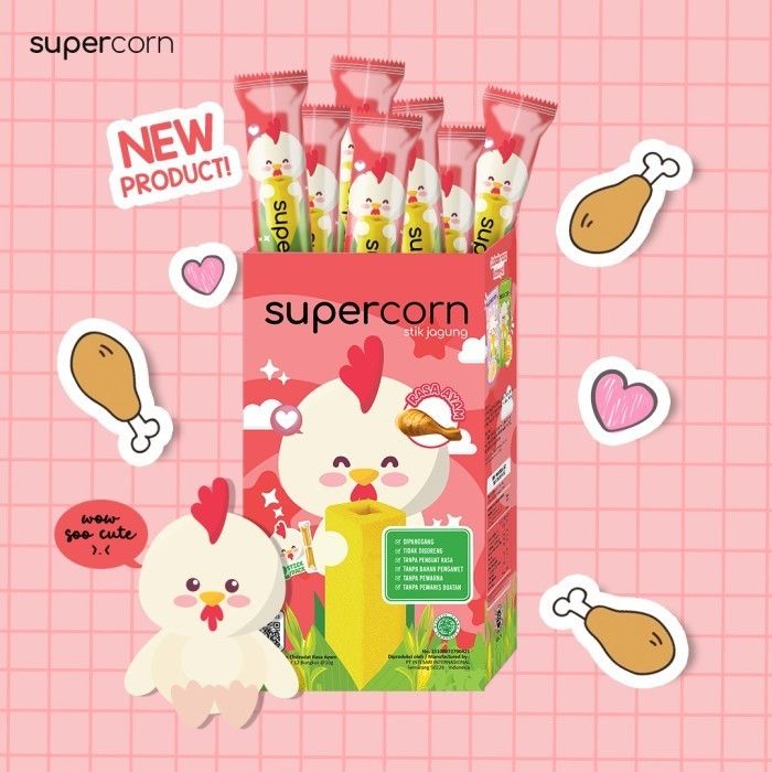 Supercorn Stick Jagung Rasa Ayam 10gr - 1 Karton (24 Box) - 3
