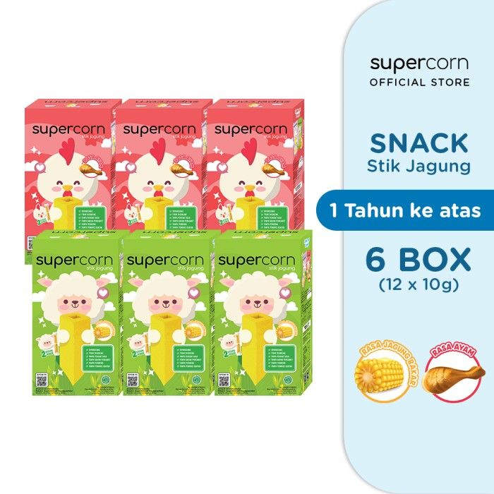 Supercorn Stick Jagung Rasa Ayam 10gr (3 Box) + Rasa Jagung Bakar 10gr - 1