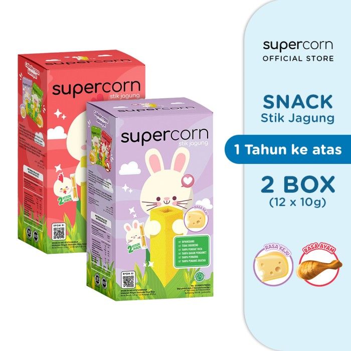 Supercorn Stick Jagung Rasa Keju 10gr (1 Box) + Rasa Ayam 10gr (1 Box) - 1