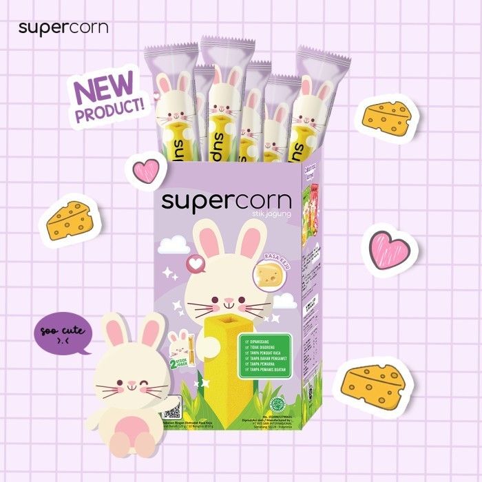 Supercorn Stick Jagung Rasa Keju 10gr - 1 Box - 3