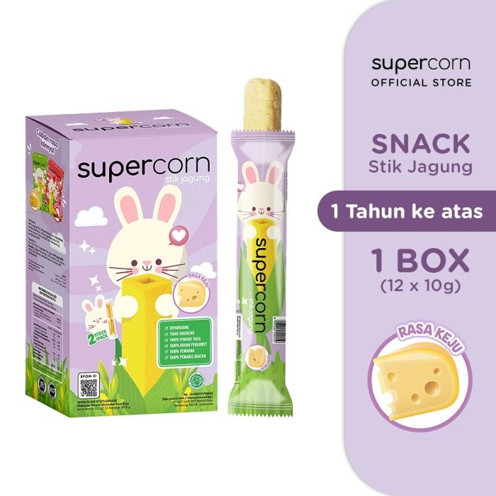 Supercorn Stick Jagung Rasa Keju 10gr - 1 Box - 1
