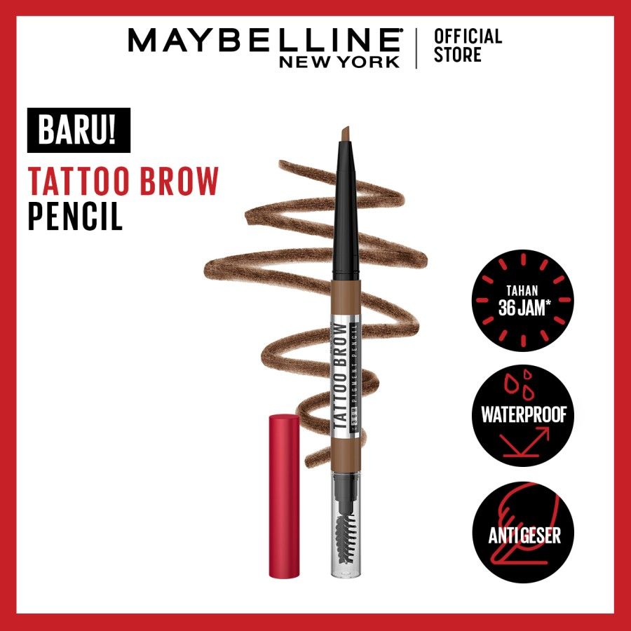 Maybelline Tattoo Brow 36H Pencil Natural Brown - Pensil Alis Cokelat - 1