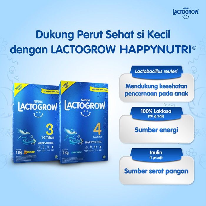 Nestle LACTOGROW 4 Happynutri Vanilla Susu Anak 3-5 Tahun Box 1Kg - 3