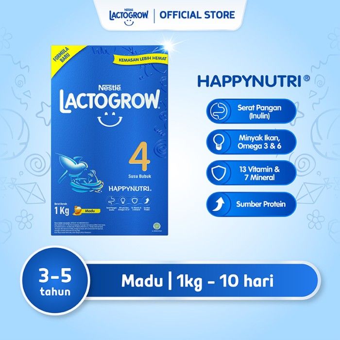 Nestle LACTOGROW 4 Happynutri Madu Susu Anak 3-5 Tahun Box 1Kg - 1