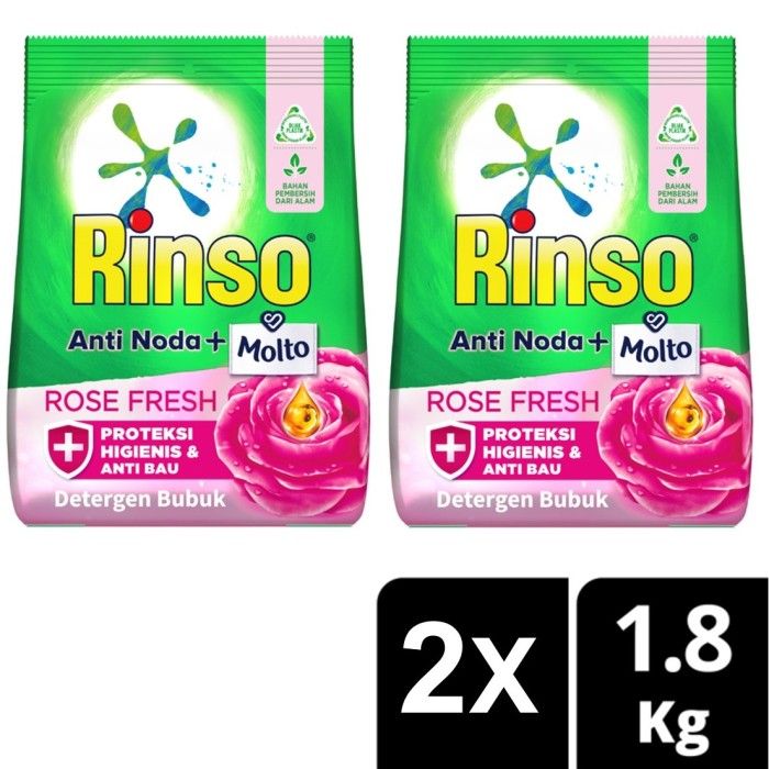 Rinso Molto Deterjen Bubuk Anti Noda Rose Fresh 1,8kg Twin Pack - 1