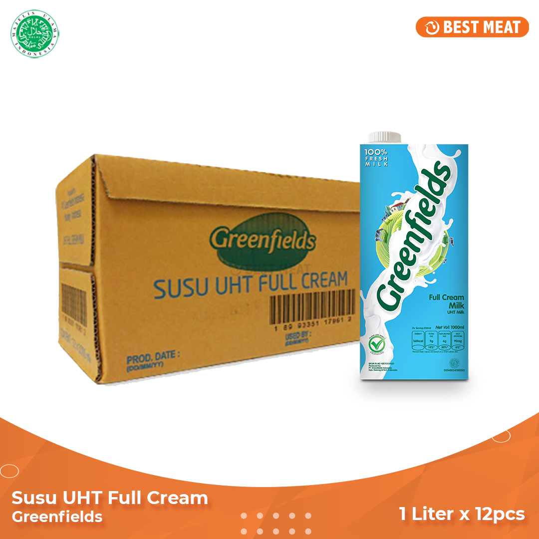 Jual Susu Greenfields UHT Full Cream 1000 ml (12 pcs/1 Karton) - Makan