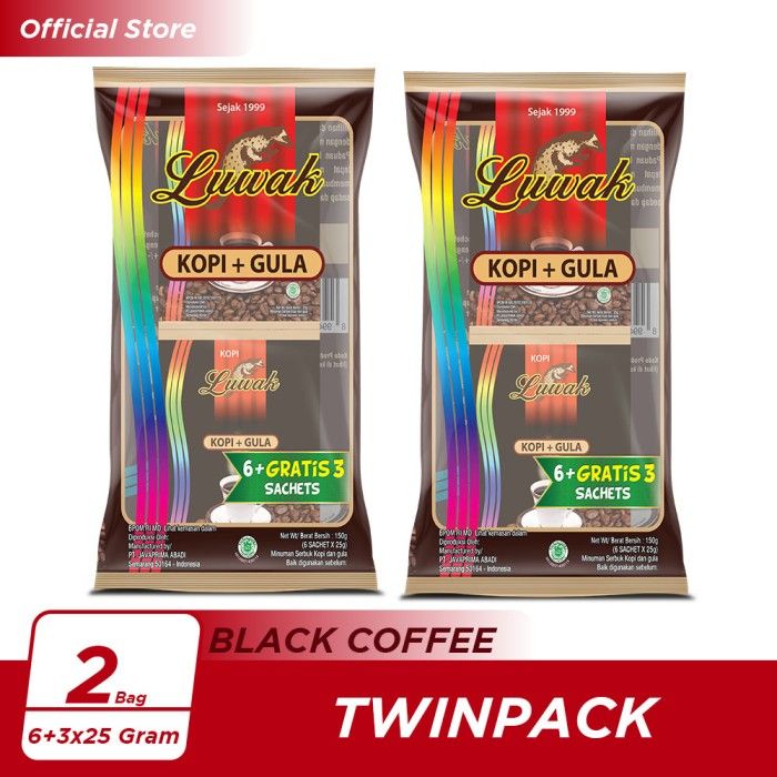 Kopi Luwak Plus Gula Black Coffee Bag Twin Pack - 1