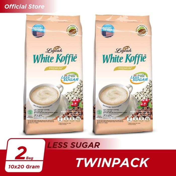 Kopi Luwak White Koffie Less Sugar Bag 10x20gr Twin Pack - 1