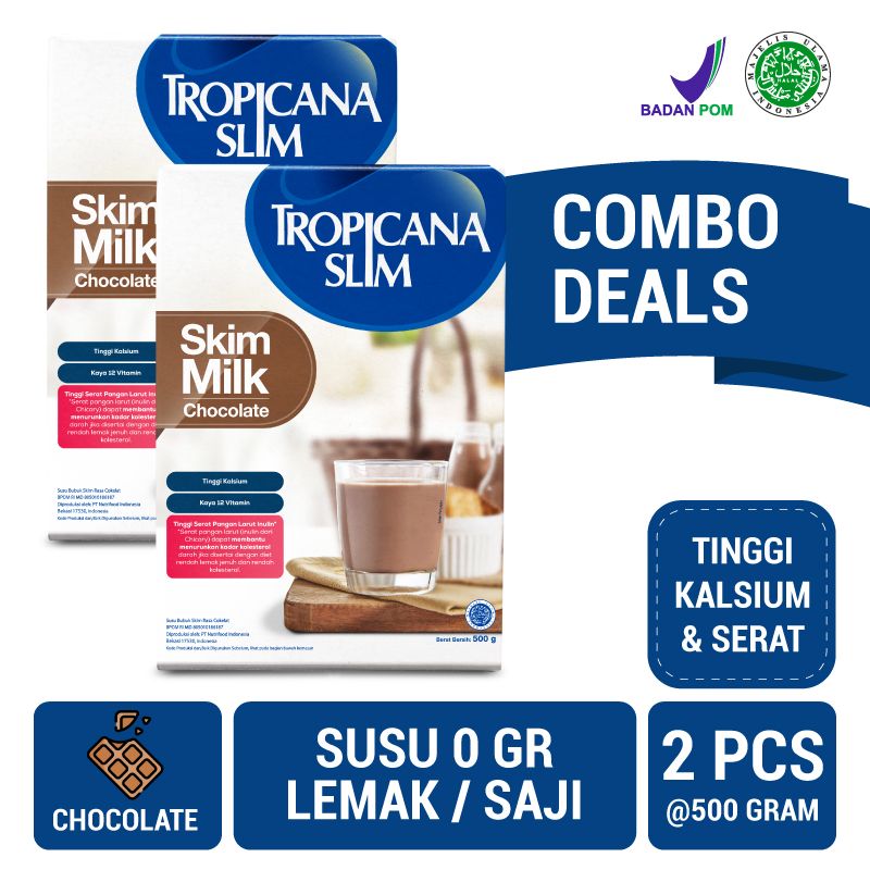 Twin Pack : Tropicana Slim Susu Skim Chocolate 500g - Bantu Turunkan Kolesterol | 2101000195P2 - 1