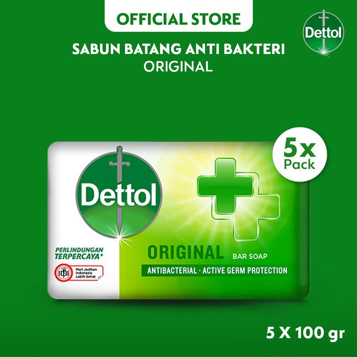 Dettol Sabun Batang Anti Bakteri Original 100gr x5 - 1
