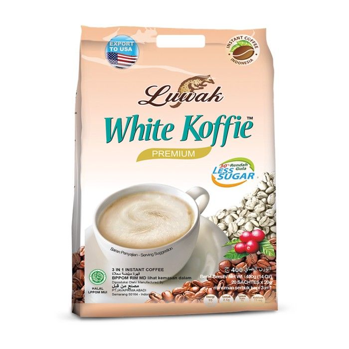 Kopi Luwak White Koffie Less Sugar Bag 20x20gr Triple Pack - Free Tumb - 2