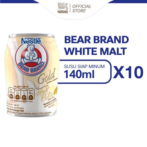 BEAR BRAND Milk White Malt 140ml 10pcs - 1