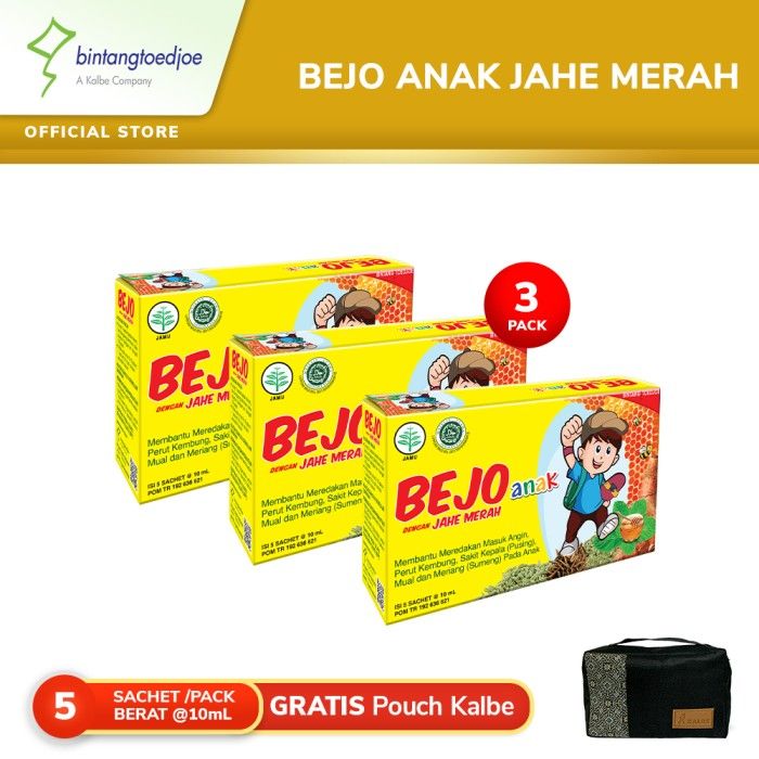 Bejo Anak Jahe Merah Sachet 3 Pack (15 Sachet) Free Exclusive Pouch A - 1