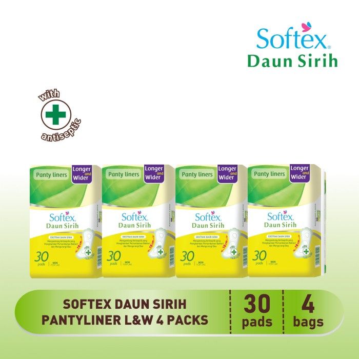 Softex Daun Sirih Pantyliner Long&Wide 30s - 4 Pack - 2