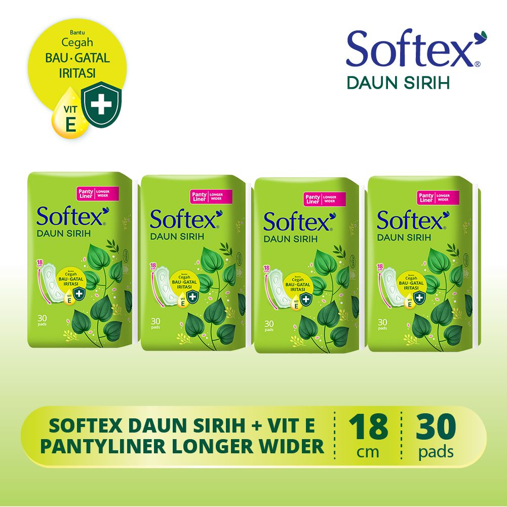 Softex Daun Sirih Pantyliner Long&Wide 30s - 4 Pack - 1
