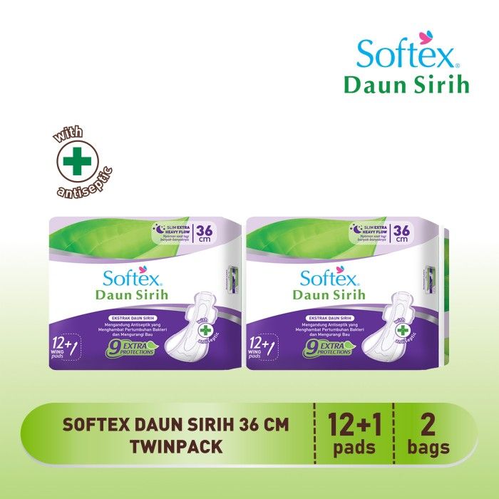 Softex Daun Sirih 36Cm - Twin Pack Pembalut Wanita - 2