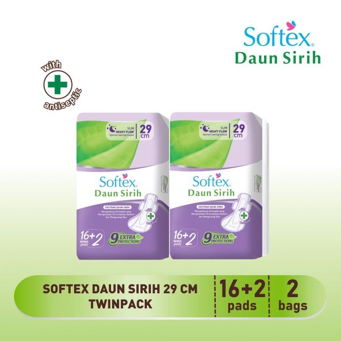Softex Daun Sirih 29Cm - Twin Pack Pembalut Wanita - 2