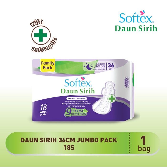 Softex Daun Sirih 36cm Jumbo Pack 18s - Pembalut Wanita - 2