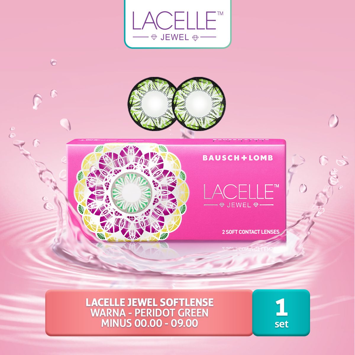 Lacelle Jewel Softlense Warna - Peridot Green -8.50 - 1