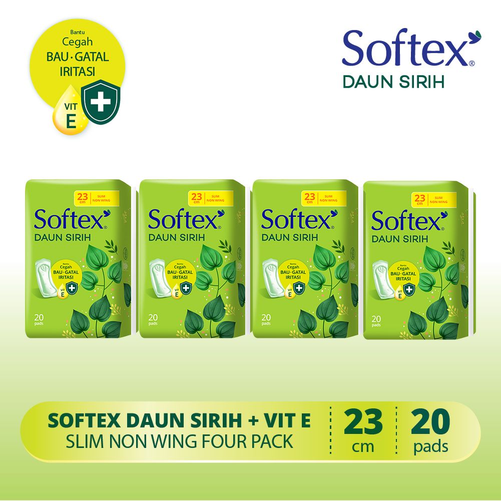 Softex Daun Sirih NonWing 20s - 4 Pack Pembalut Wanita - 1