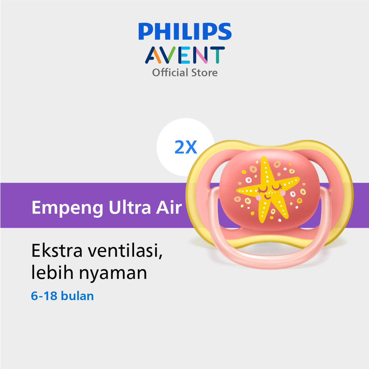 Philips Avent Soother 6-18M Whale/Star SCF085/04 Empeng Dot Bayi - 1