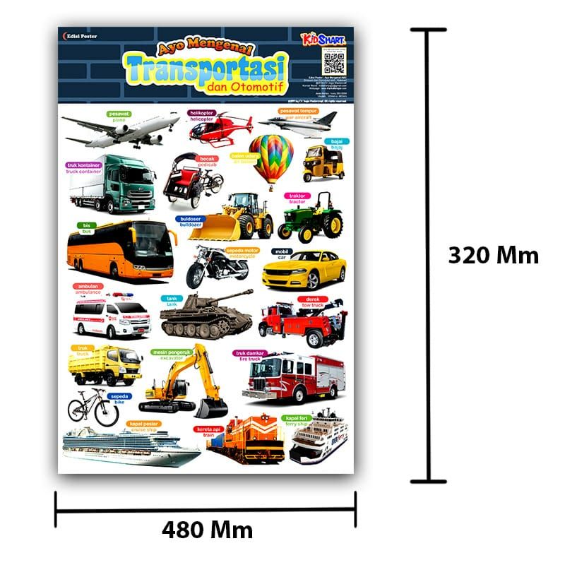 Jual Poster Edukasi Anak Ayo Mengenal Transportasi And Otomotif